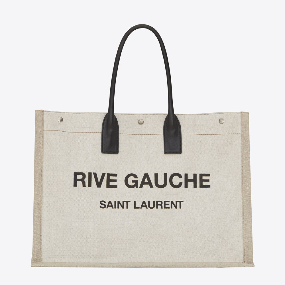 YSL Rive Gauche Tote Bag In Linen And Leather 499290 9J52E 9280: Image 1