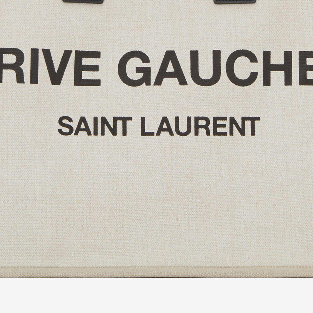 YSL Rive Gauche Tote Bag In Linen And Leather 499290 9J52E 9280: Image 2
