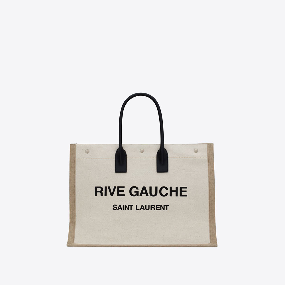 YSL Rive Gauche Tote Bag In Linen Leather 499290 FAABR 9054: Image 1