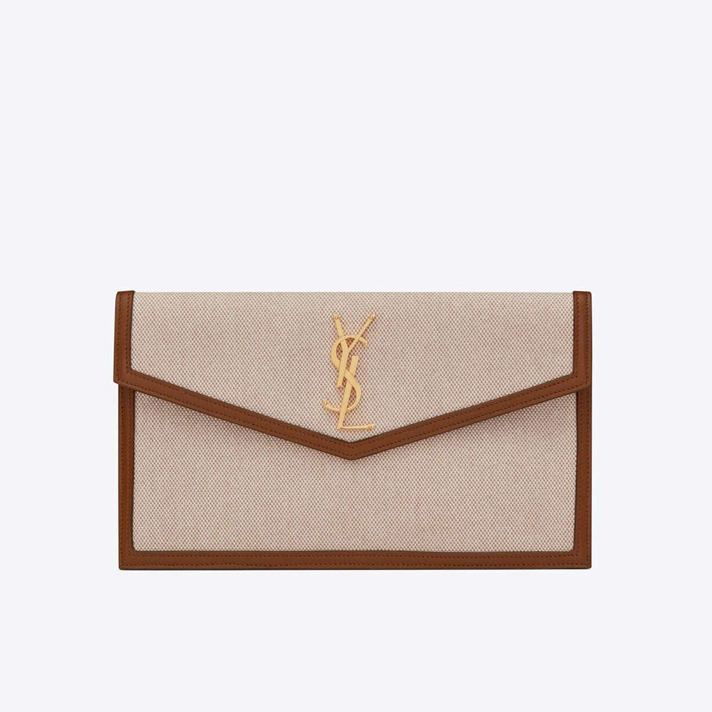 YSL Uptown Pouch In Canvas And Smooth Leather 565739 HZD2J 9380: Image 1