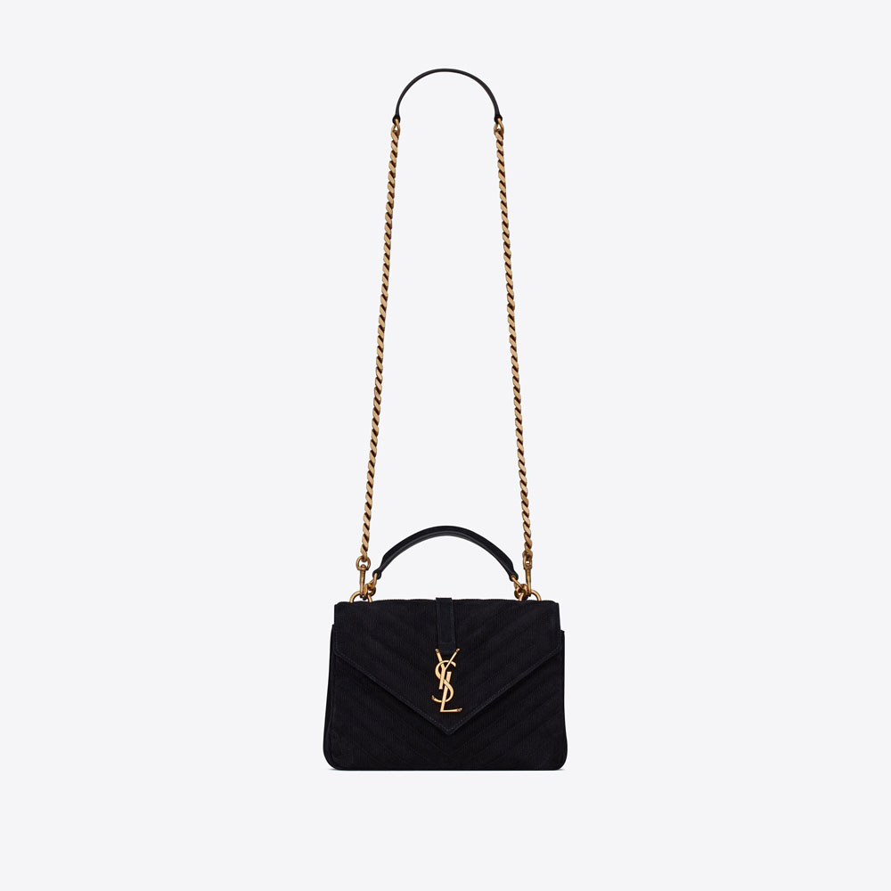 YSL College Medium Chain Bag In Quilted Suede 600279 AAAOJ 1000: Image 1