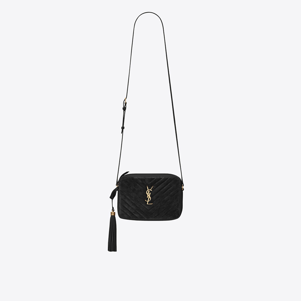 YSL Lou Camera Bag In Quilted Suede Smooth Leather 612544 C4BW7 1000: Image 1