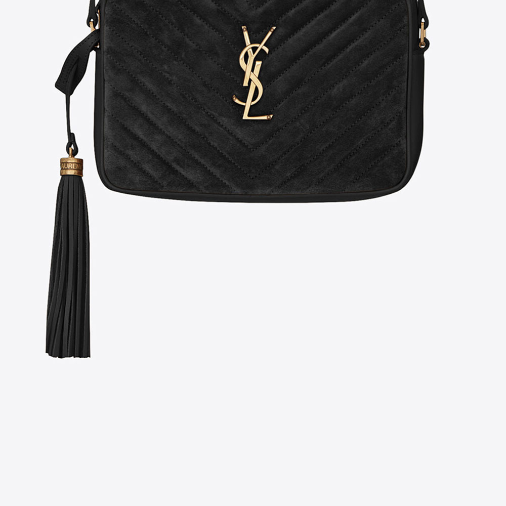 YSL Lou Camera Bag In Quilted Suede Smooth Leather 612544 C4BW7 1000: Image 2