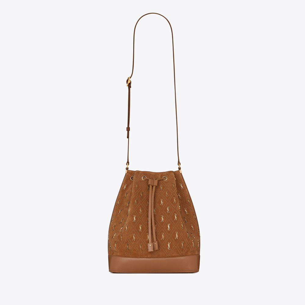 YSL Le Monogramme Bucket Bag In Studded Suede 617180 1S7AW 7761: Image 1