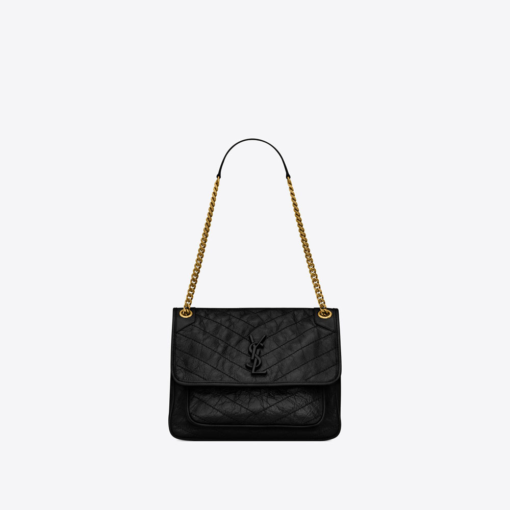YSL Niki Medium Chain Bag In Crinkled Vintage Leather 633158 0EN07 1000: Image 1