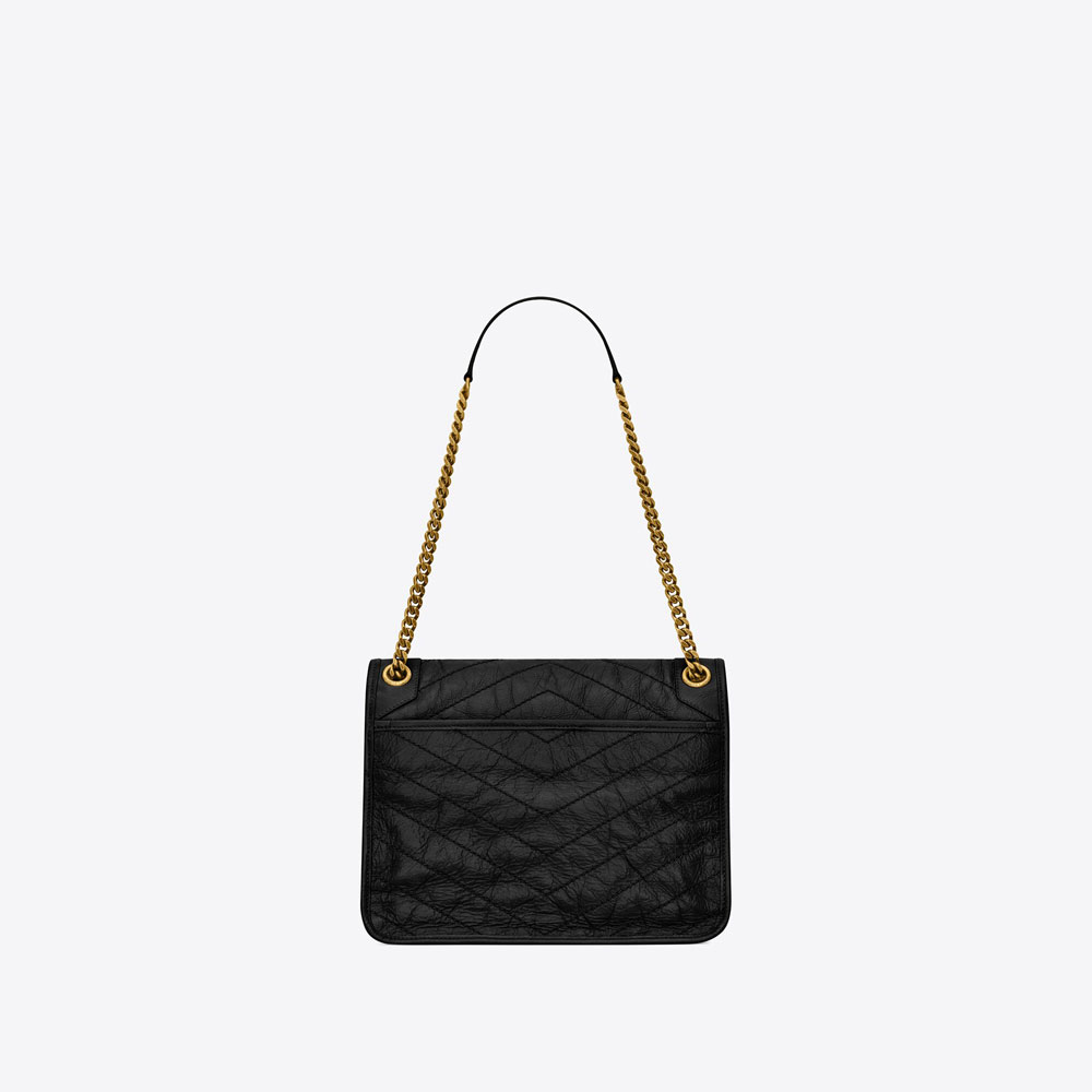 YSL Niki Medium Chain Bag In Crinkled Vintage Leather 633158 0EN07 1000: Image 3