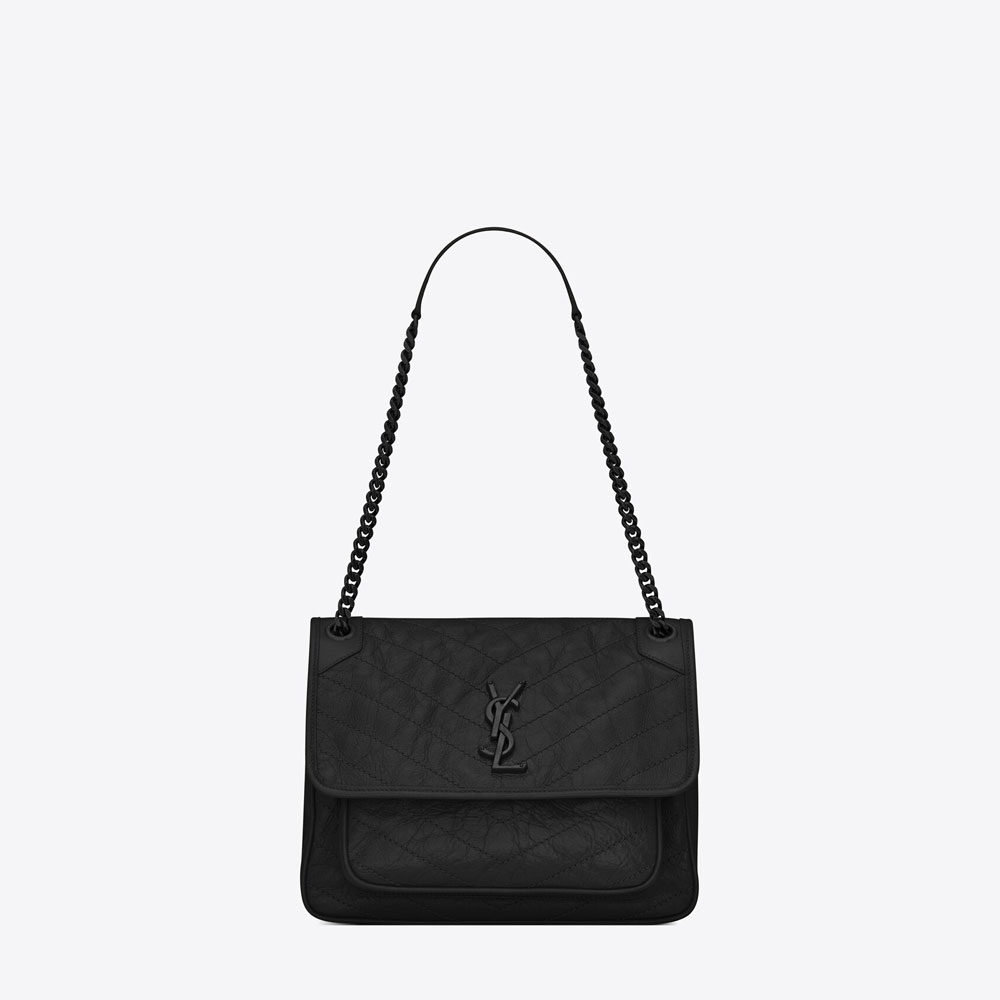 YSL Niki Medium Chain Bag In Crinkled Vintage Leather 633184 0EN08 1000: Image 1