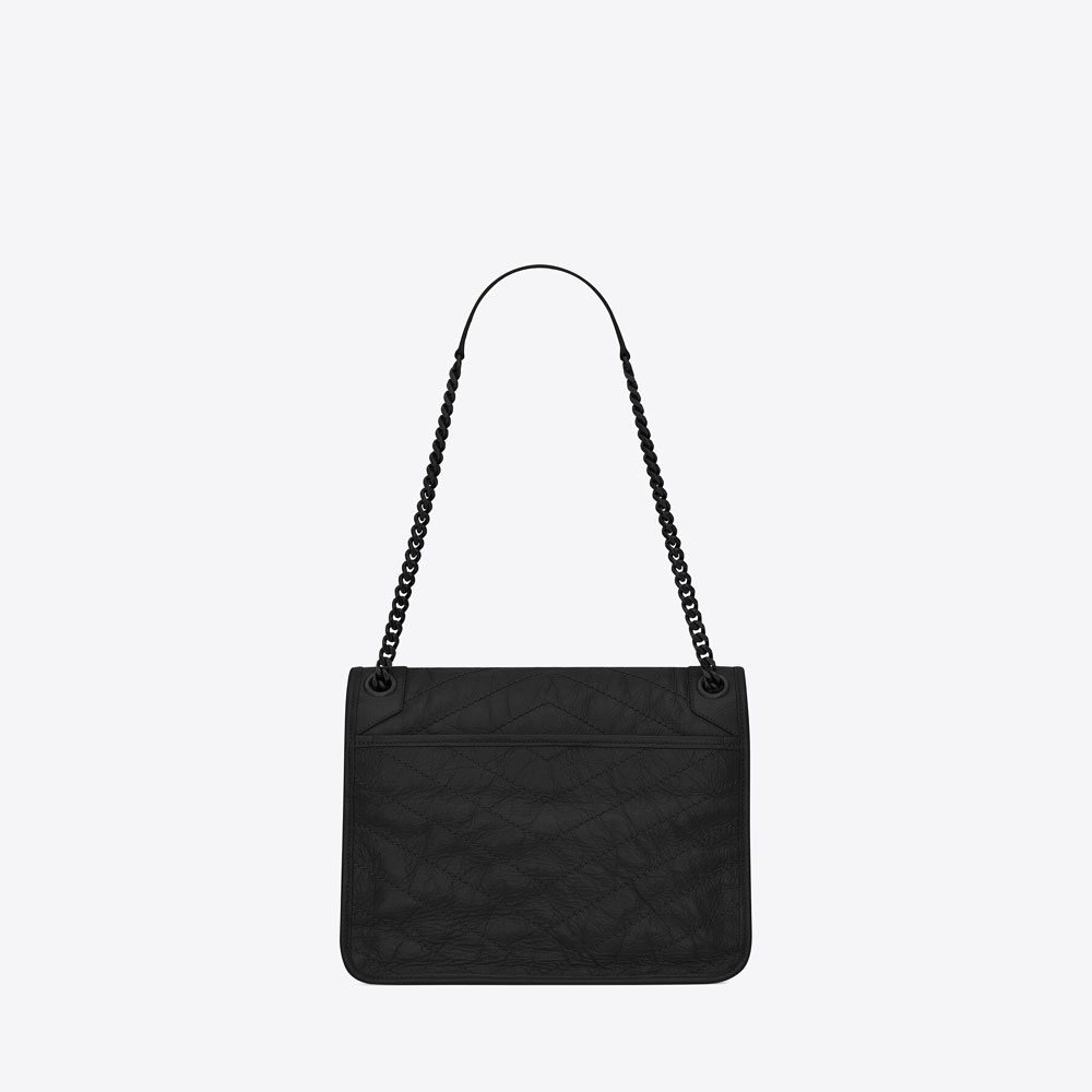YSL Niki Medium Chain Bag In Crinkled Vintage Leather 633184 0EN08 1000: Image 2