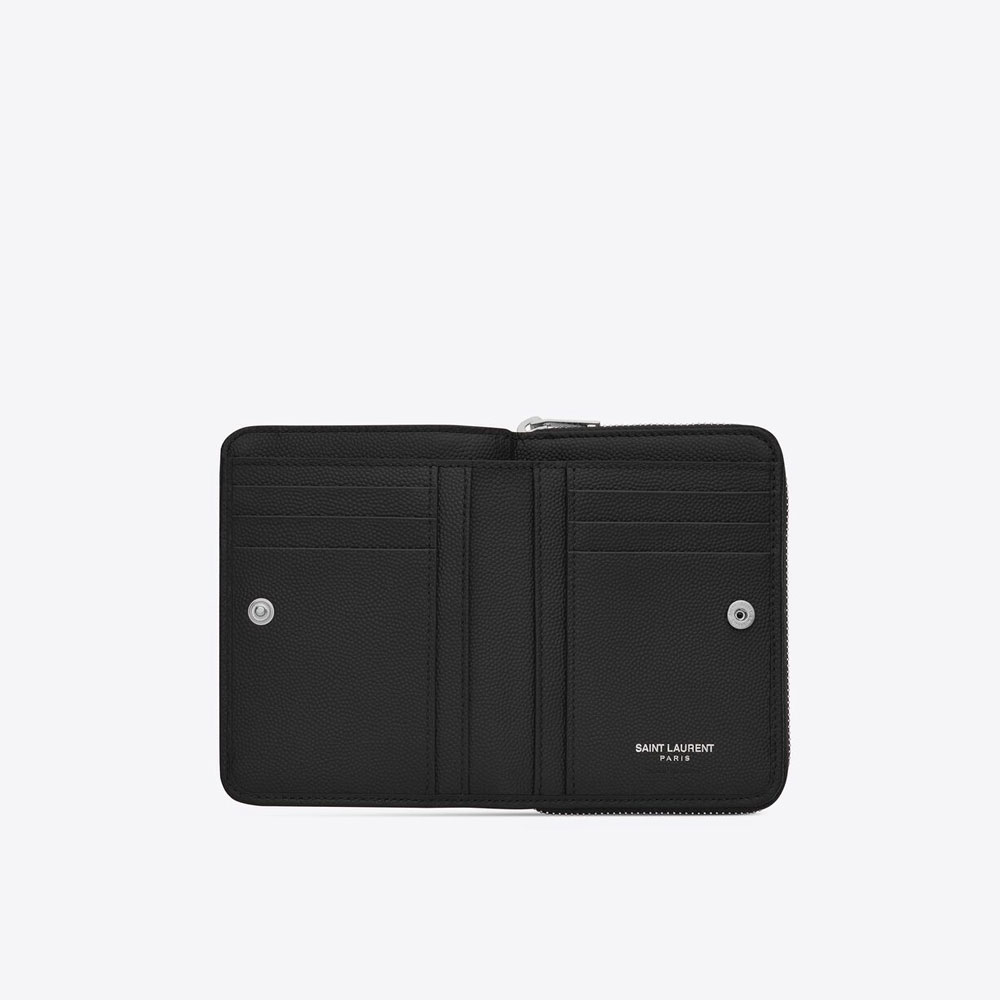 YSL Cassandre Matelasse Compact Zip Around Wallet In Grain 668288 BOW02 1000: Image 3