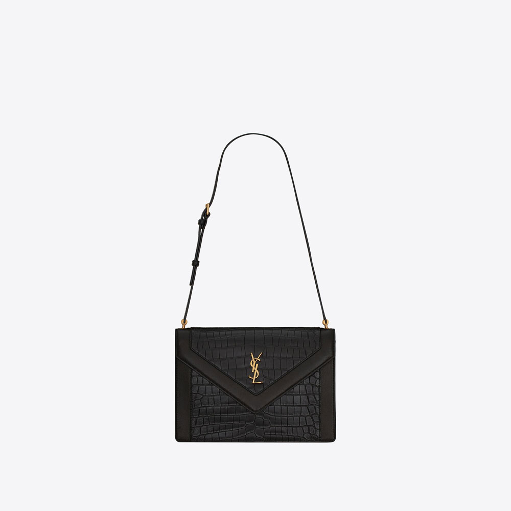 YSL Gaby Crocodile-Embossed Lacquered Leather 695724 DZEUW 1000: Image 1