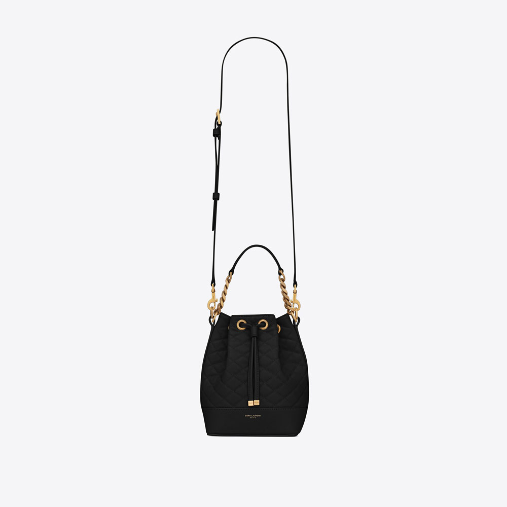 YSL Emmanuelle Small Bucket Bag In Quilted Lambskin 697640 1EL07 1000: Image 1