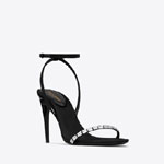 YSL Gloria Sandals In Crepe Satin With Rhinestones 718285 1UU00 1000