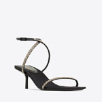 YSL Nuit Sandals In Crepe Satin And Rhinestones 743716 1UUAC 1064