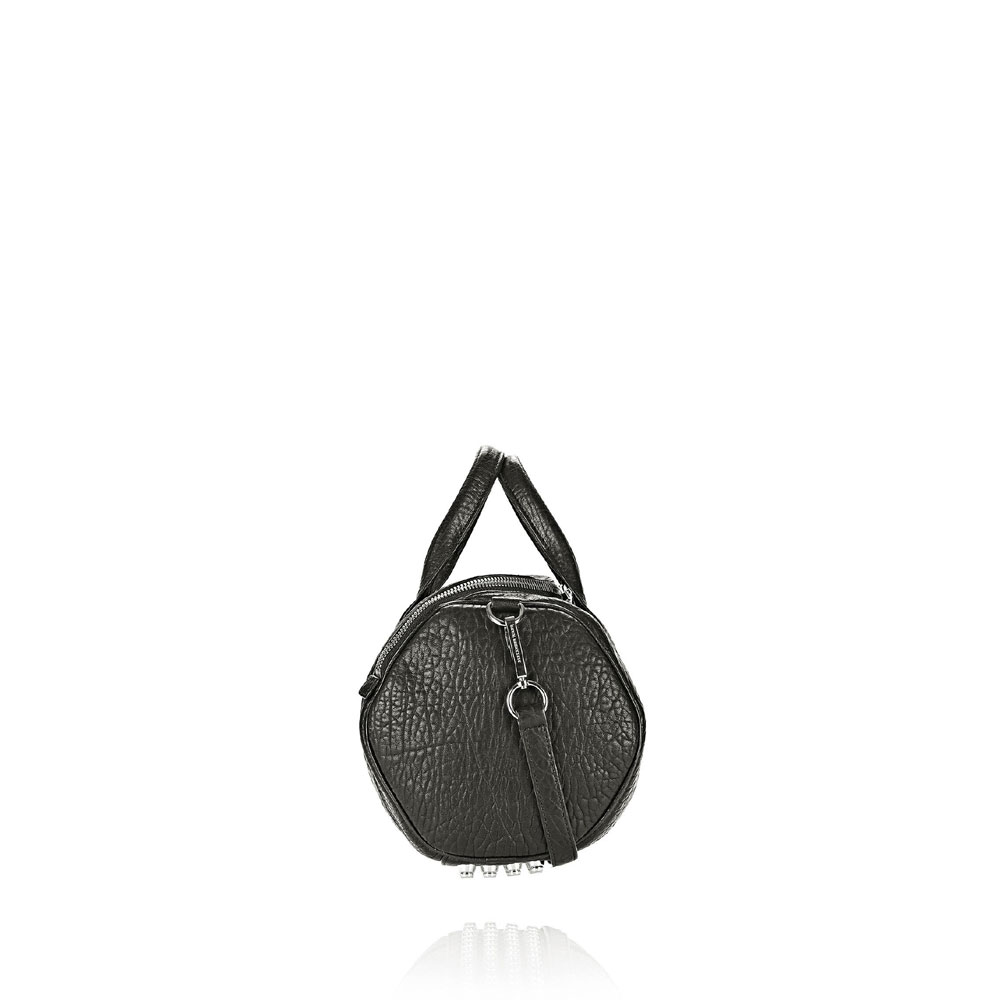 Alexander Wang rockie in pebbled black with rhodium 205326: Image 2