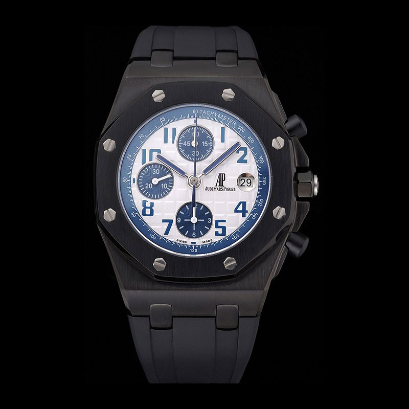 Swiss Audemars Piguet Royal Oak Offshore White And Blue Dial Black AP5570: Image 1