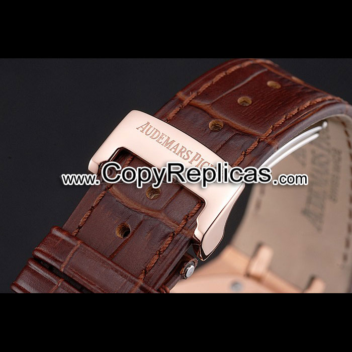 Swiss Audemars Piguet Royal Oak White Dial Gold Case Brown AP5571: Image 4