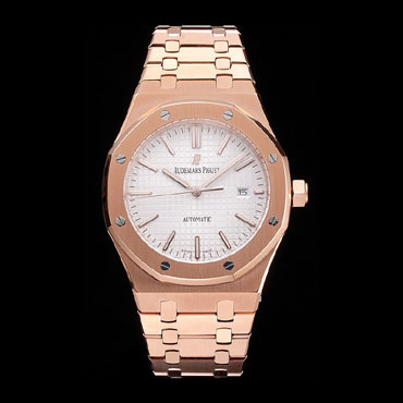 Swiss Audemars Piguet Royal Oak White Dial Rose Gold Case And Bracelet AP5529