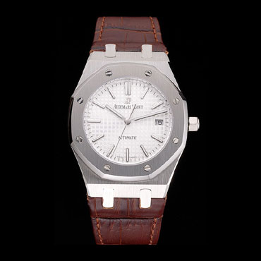 Swiss Audemars Piguet Royal Oak White Dial Stainless Case Brown AP5566