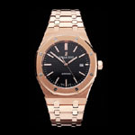 Swiss Audemars Piguet Royal Oak Black Dial Rose Gold Case Bracelet AP5527