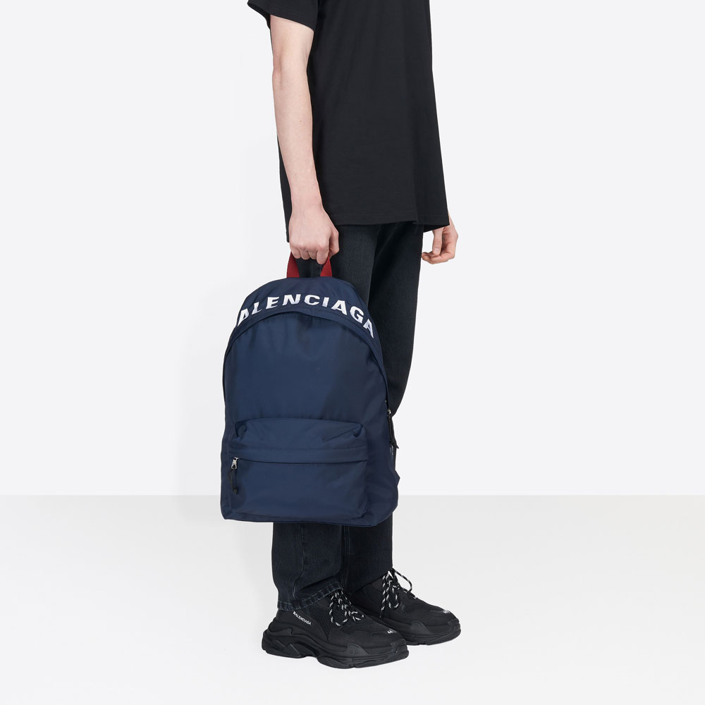 Balenciaga Mens Navy Red Wheel Backpack 507460 9F91X 4370: Image 2