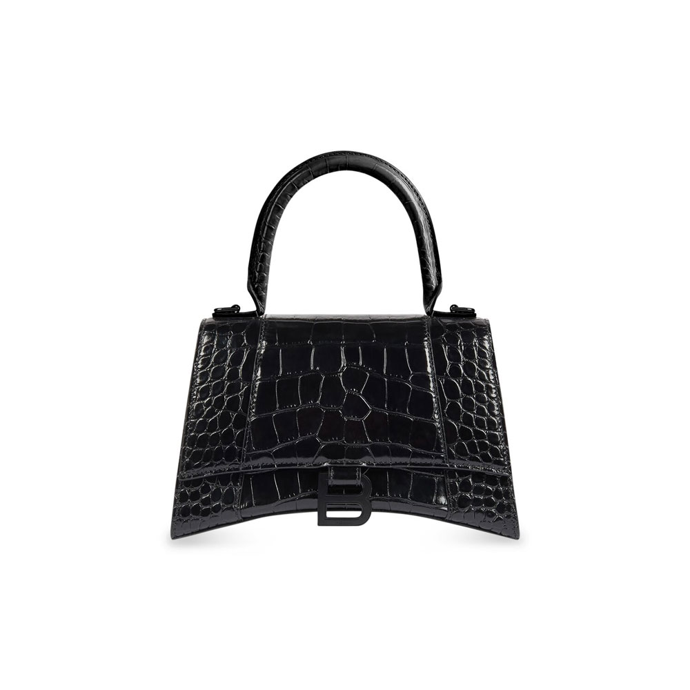 Balenciaga Hourglass Small Bag Crocodile Black 593546 1LR67 1000: Image 1