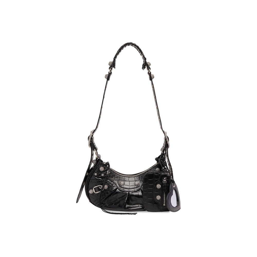 Balenciaga Le Cagole Xs Shoulder Bag Crocodile 671309 23EJY 1000: Image 1