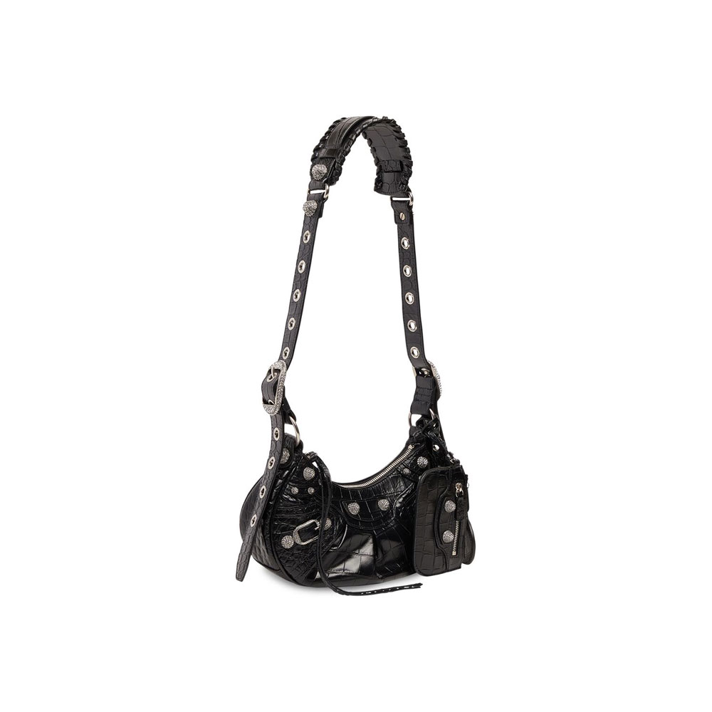 Balenciaga Le Cagole Xs Shoulder Bag Crocodile 671309 23EJY 1000: Image 2