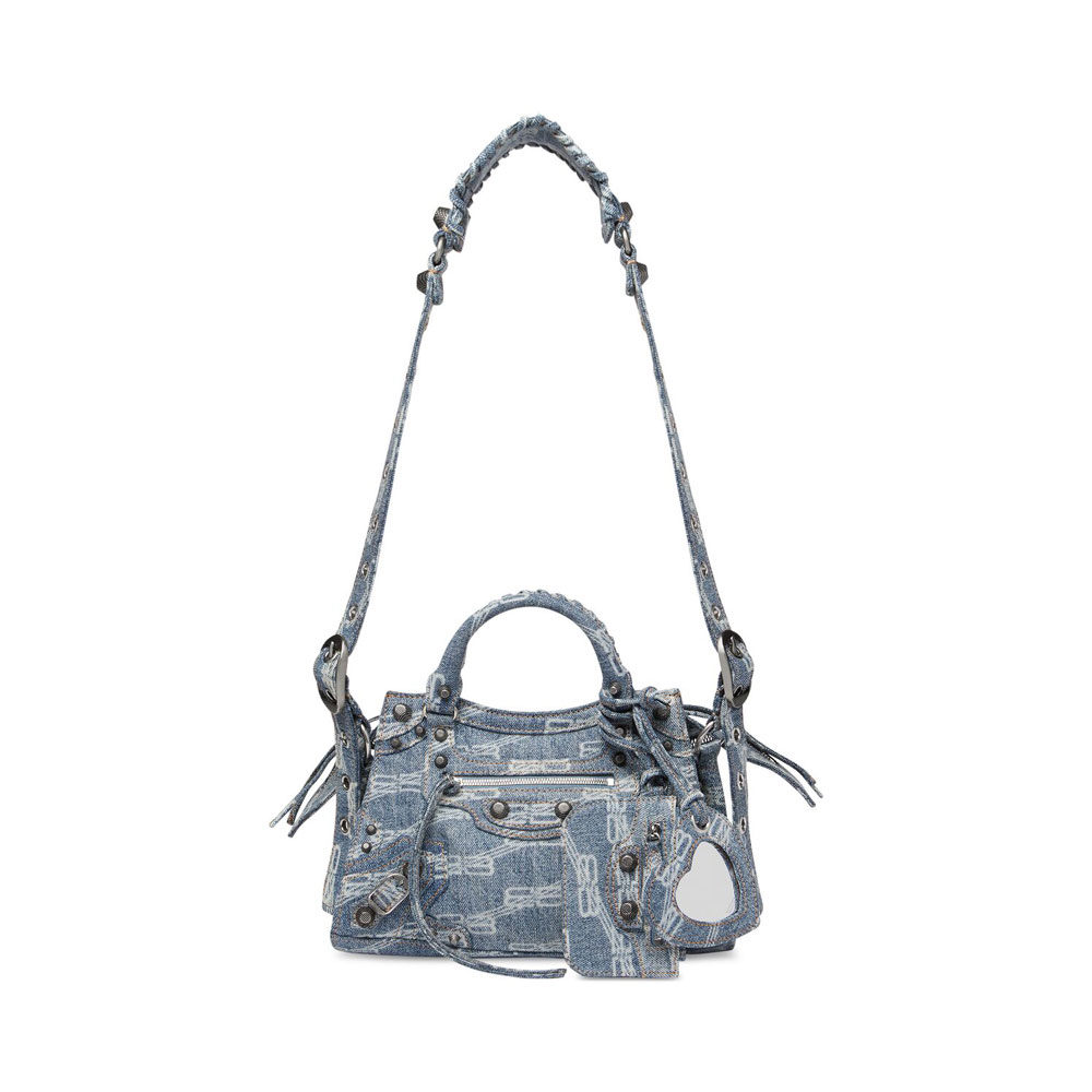 Balenciaga Neo Cagole Xs Bag Bb Bleached Denim 700940 210E4 4716: Image 1