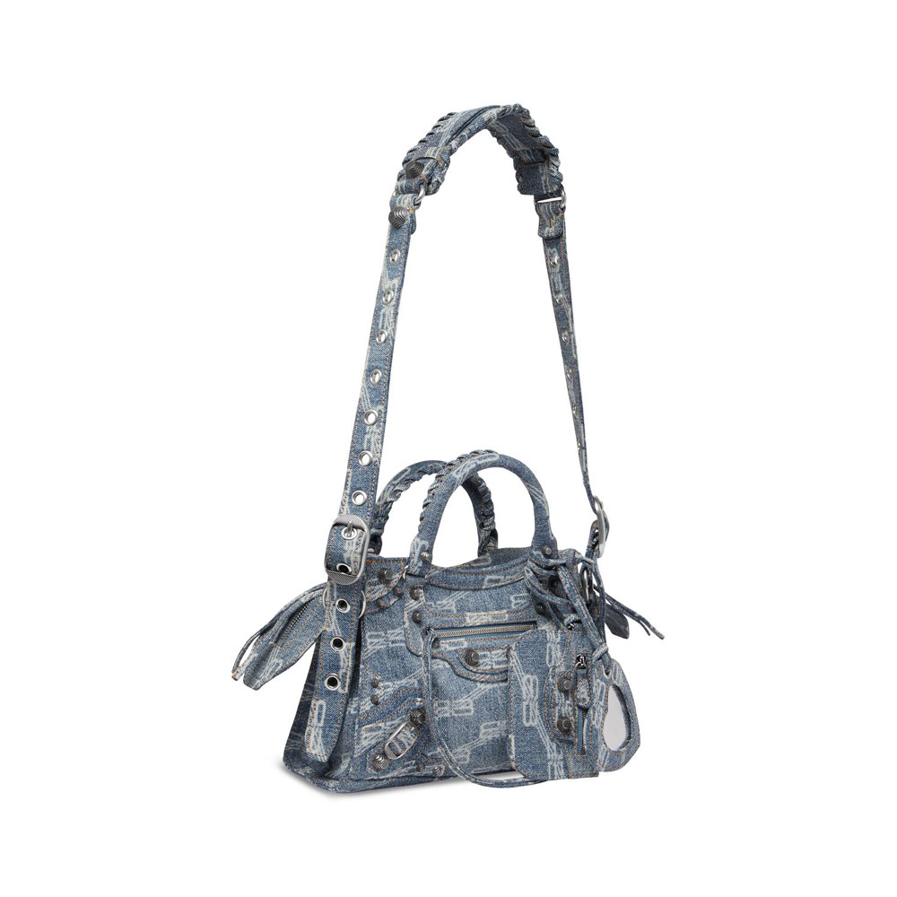 Balenciaga Neo Cagole Xs Bag Bb Bleached Denim 700940 210E4 4716: Image 2