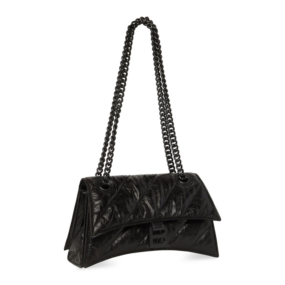 Balenciaga Crush Small Chain Bag Quilted in Black 716351 210IY 1000: Image 2