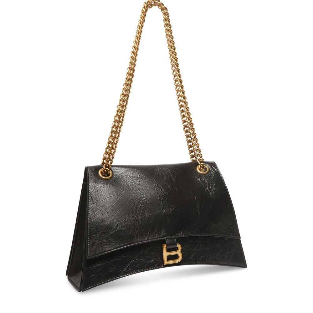 Balenciaga Crush Medium Chain Bag in Black 716393 210IT 1000: Image 2