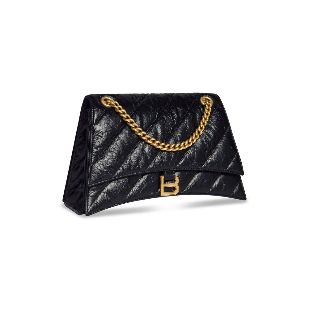 Balenciaga Crush Medium Chain Bag Quilted in Black 716393 210J1 1000: Image 2