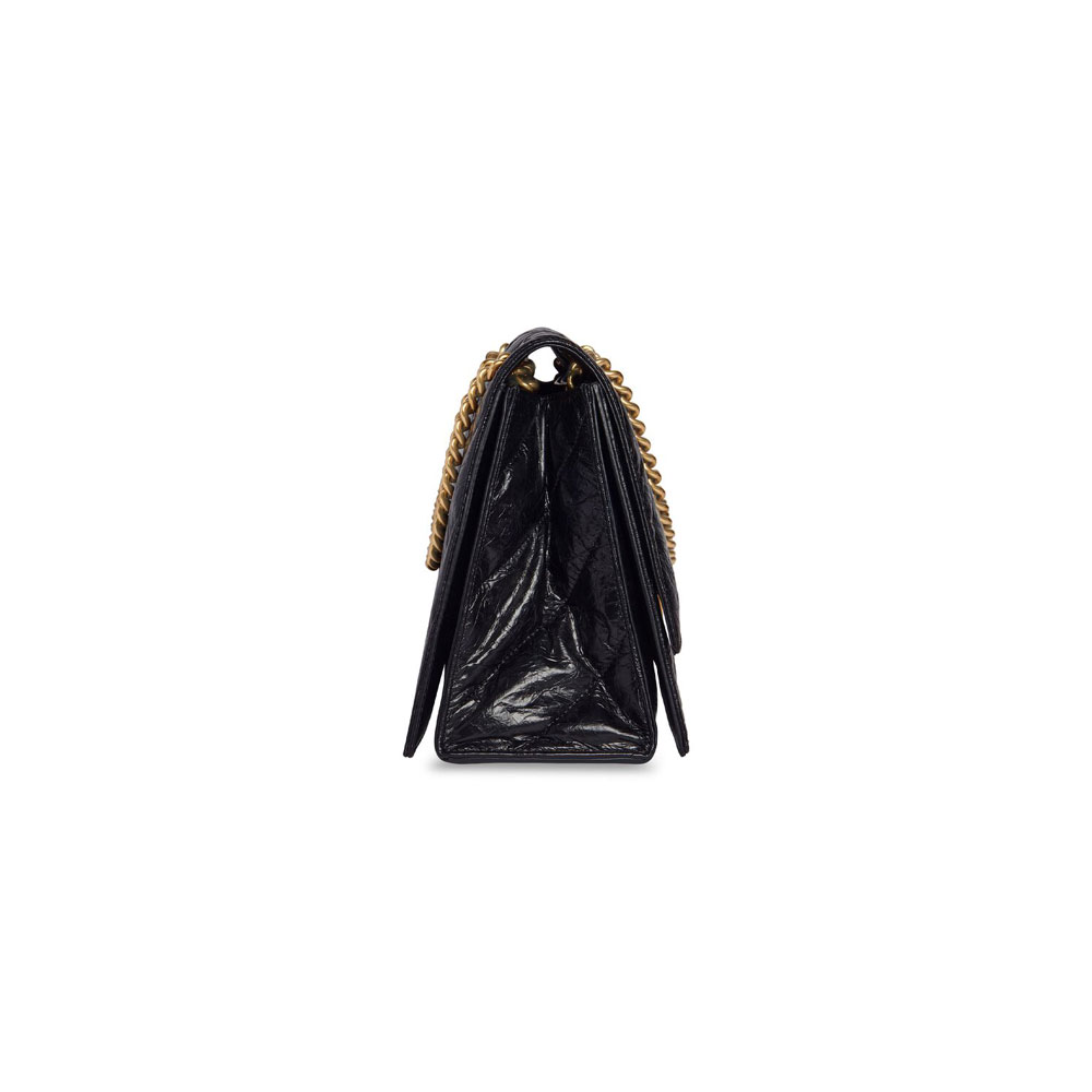 Balenciaga Crush Medium Chain Bag Quilted in Black 716393 210J1 1000: Image 3