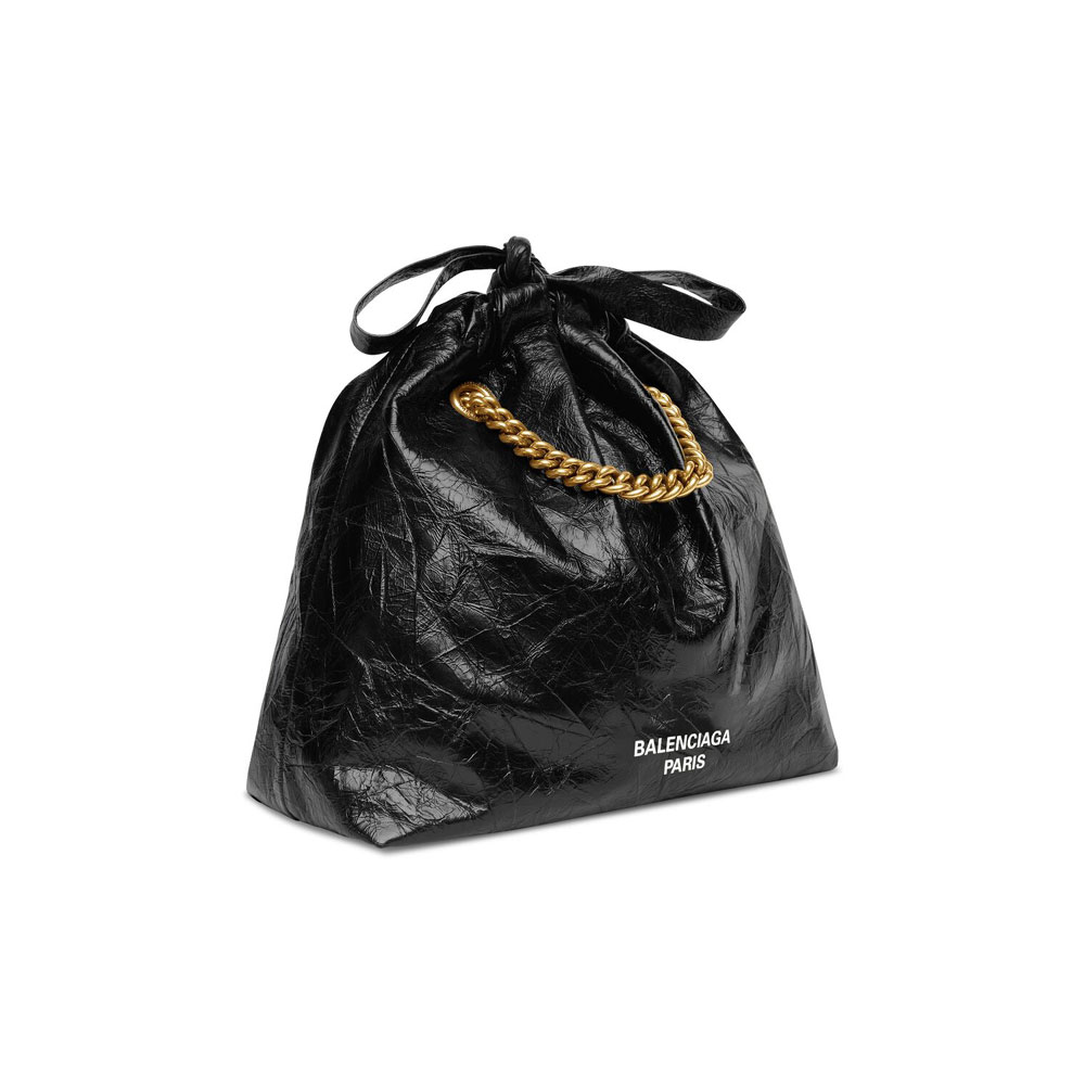 Balenciaga Crush Small Tote Bag in Black 742942 210IT 1000: Image 2