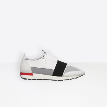 Balenciaga WHITE BLACK GREY Race Runners 506328 W0YXS 9057