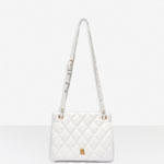 Balenciaga B Medium Shoulder Bag White 593371 1NH5M 9016