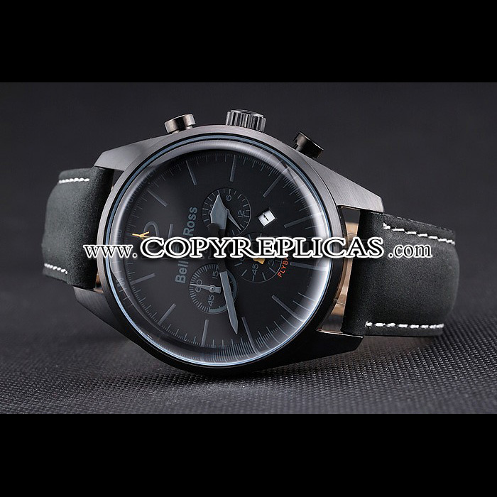 Bell Ross BR126 Flyback Black Dial Black Case Black Suede Leather Strap BR5592: Image 2