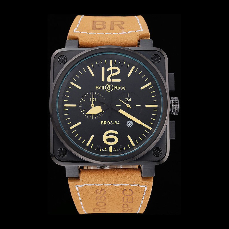 Bell Ross BR 03-94 Black Dial Black Case Brown Leather Strap BR5598: Image 1