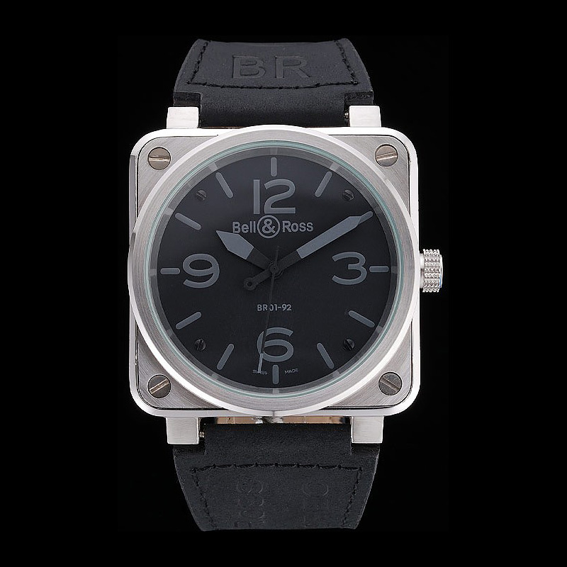 Bell Ross BR 01-92 Black Dial Silver Case Black Leather Strap BR5608: Image 1