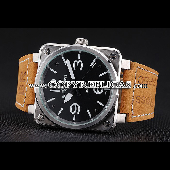 Bell Ross BR 01-94 Black Dial Silver Case Brown Leather Strap BR5609: Image 2