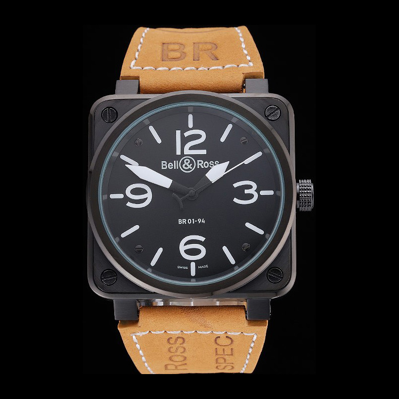 Bell Ross BR 01-94 Black Dial Black Case Brown Leather Strap BR5610: Image 1