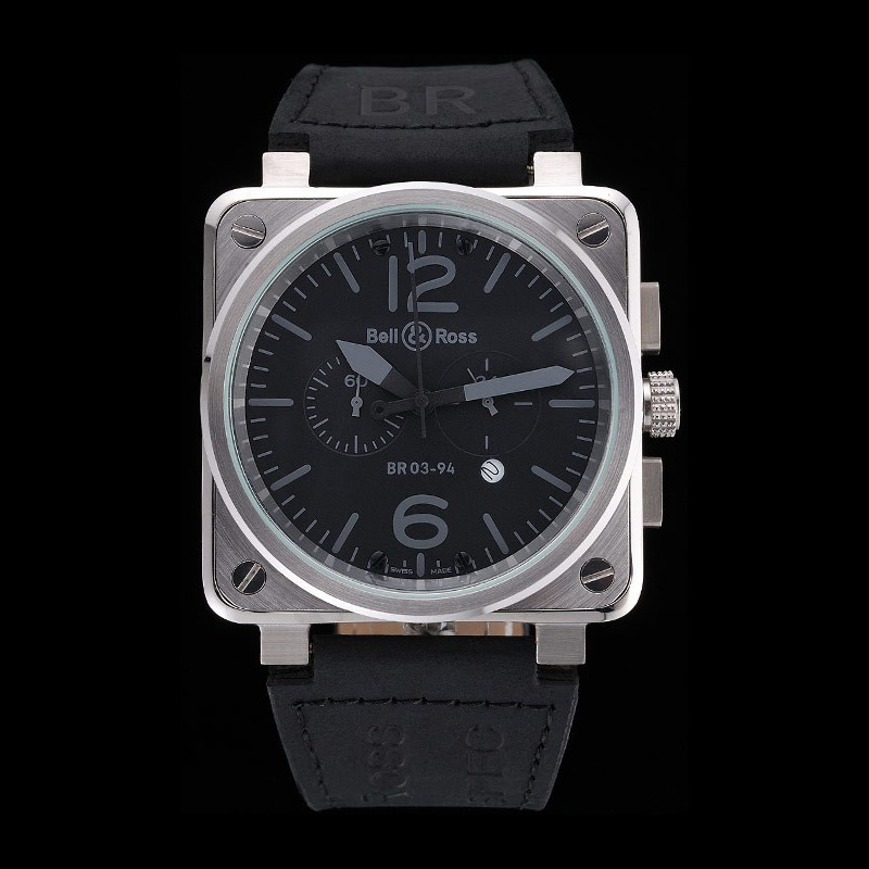 Bell Ross BR 03-94 Black Dial Silver Case Black Leather Strap BR5611: Image 1