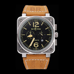 Bell Ross BR 03-94 Black Dial Silver Case Brown Leather Strap BR5576