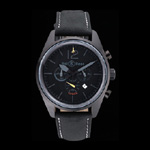 Bell Ross BR126 Flyback Black Dial Black Case Black Suede Leather Strap BR5592