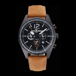 Bell Ross BR126 Flyback Black Dial Black Case Brown Suede Leather Strap BR5593