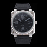 Bell Ross BR 01-92 Black Dial Silver Case Black Leather Strap BR5608