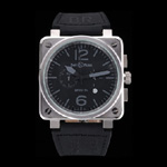 Bell Ross BR 03-94 Black Dial Silver Case Black Leather Strap BR5611