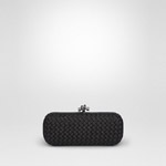 Bottega Veneta stretch knot clutch in nero intreccio faille moire 45207332JW