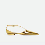 Bottega Veneta Rocket T-Bar Ballerina Flat in Gold 740412 V2VK 08265