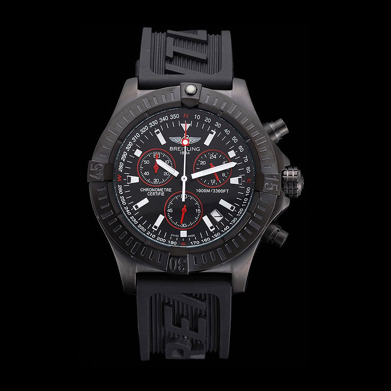 Breitling Avenger Seawolf Ion Plated Steinless Steel Case Black Dial Rubber Bracelet BL5627: Image 1